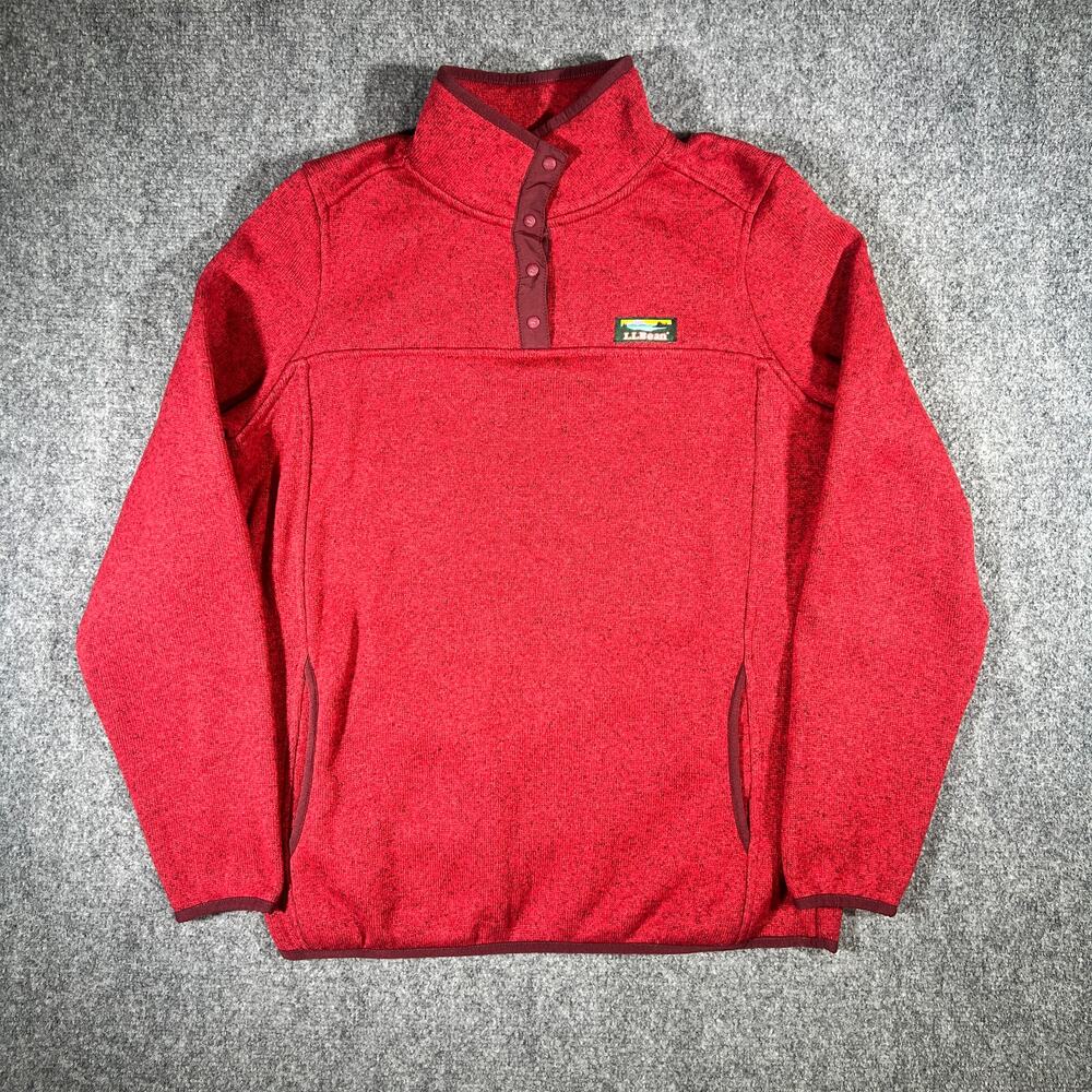 L.L. Bean Women's Medium Red Sweater Fleece Pullover Jacket